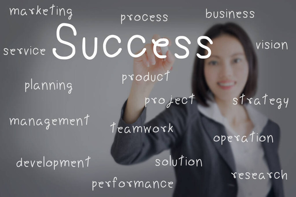 businesswoman writing success concept. Business concept - Фото, изображение