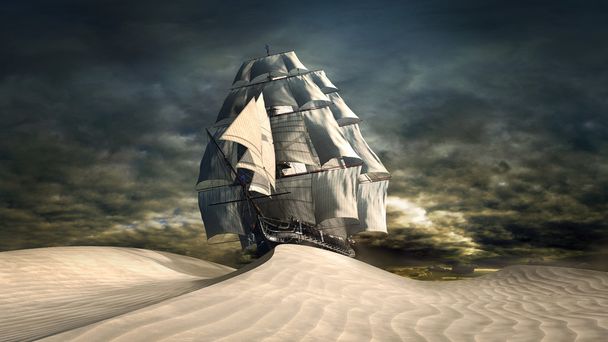 a sivatagban a hajó - Fotó, kép