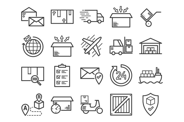 Cargo and Mail Delivery icons. Vector set - Vector, imagen
