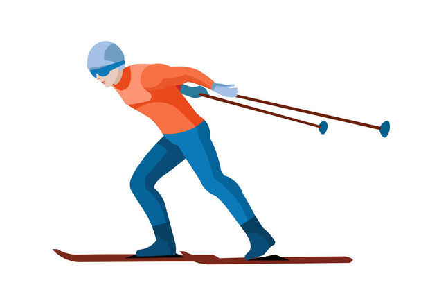 Isolated figure of a cross country skier - Vector, afbeelding