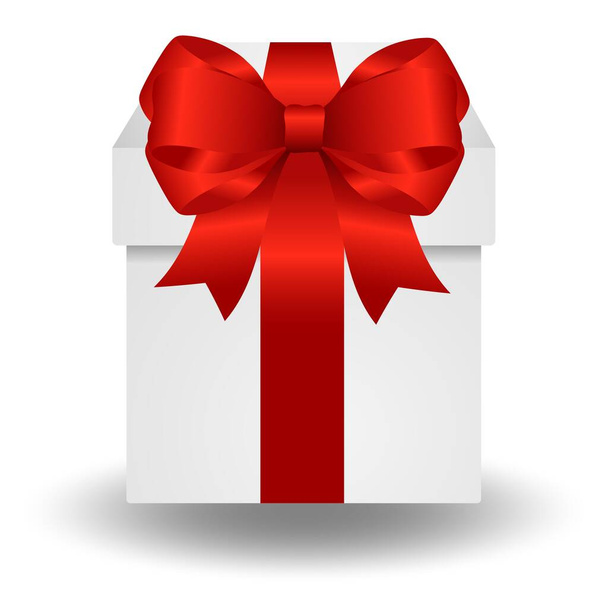   Coffret cadeau vectoriel avec ruban rouge isolé sur fond blanc. Belle boîte simple avec un ruban rouge. Cadeaux de Noël.Coffret cadeau et décorations de vacances.. - Vecteur, image