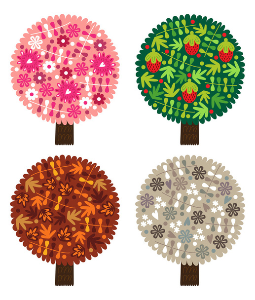 Trees in Four seasons - Vector, imagen