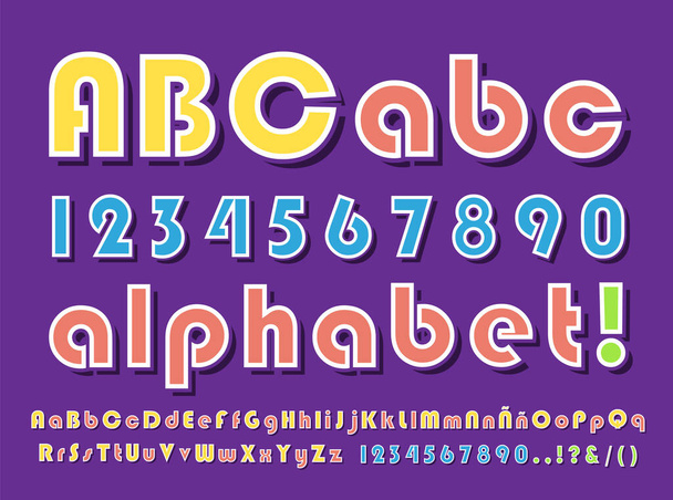 High Quality Modern Festive Alphabet on Color Background . Isolated Vector Elements - Vetor, Imagem