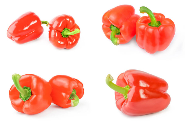 Group of bell peppers isolated on a white cutout - Fotoğraf, Görsel
