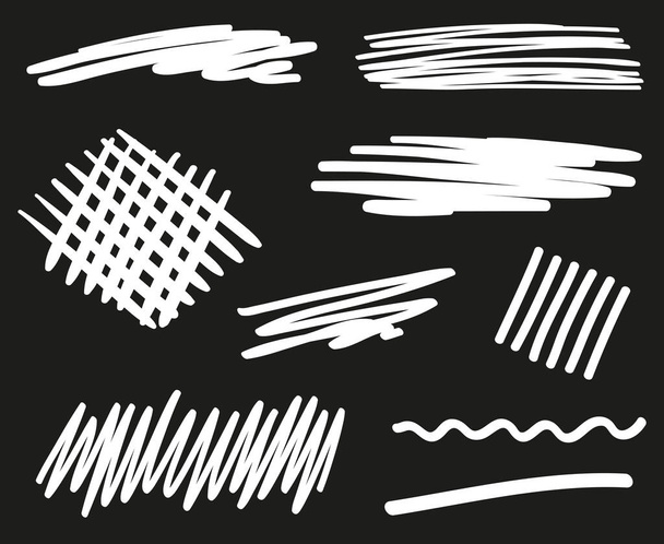Abstraktes Kritzeln. Handgezeichnete Unterstriche. Schwarz-Weiß-Illustration - Vektor, Bild