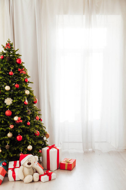 Výzdoba okna Nový rok představuje vánoční stromeček interiér - Fotografie, Obrázek