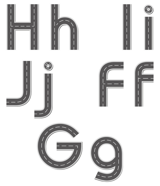 Векторний алфавіт у вигляді дороги
 - Вектор, зображення