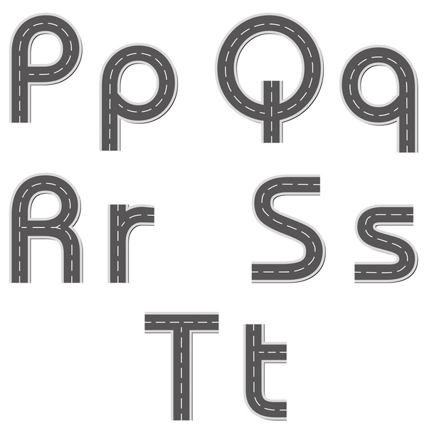 Alfabeto vectorial en forma de carretera
 - Vector, imagen