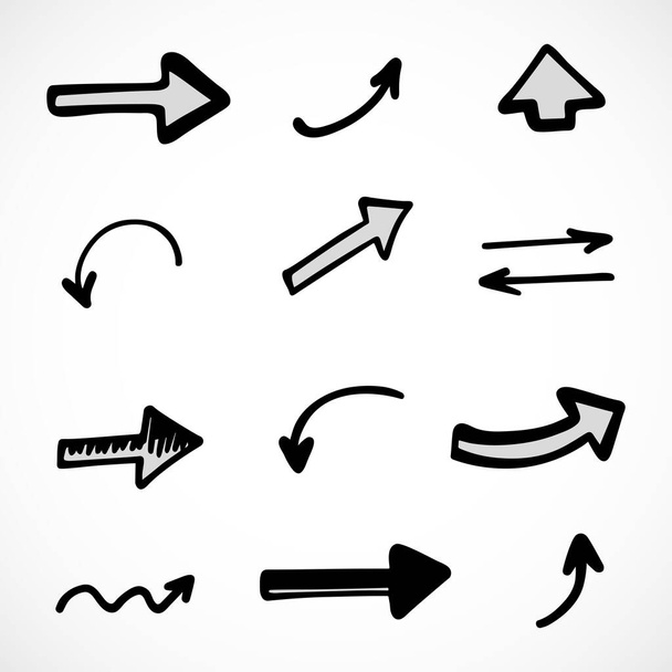 Vector set of hand-drawn arrows, elements for presentation - Vektör, Görsel