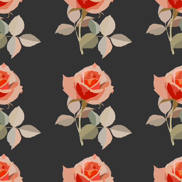 nahtloses Muster in leuchtenden Farben mit Rosenblüten, Tapetenornament, Packpapier - Vektor, Bild