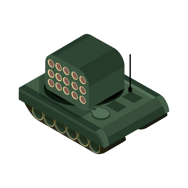 військовий військовий танк з ракетами ізометрична ікона
 - Вектор, зображення