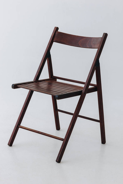 Modern minimalistic wooden chair on white background - Fotoğraf, Görsel