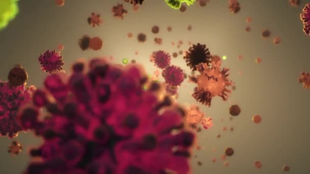 Coronavirus COVID-19 Orvosi animáció. A vírusmodell realisztikus 3D mozgástervezés. - Felvétel, videó