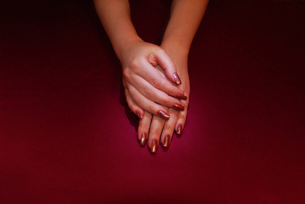 Close-up of beautiful sophisticated female hands. Hand care concept, anti-aging cream, spa. - Photo, Image