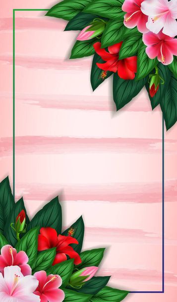 Vector illustration of Tropical background with rectangle floral frame - Vector, Image