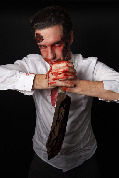 psychopaat met bloedige Trekmes - Foto, afbeelding