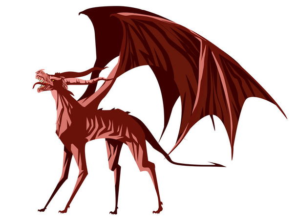 piekielny pies skrzydlaty diabeł potwór - Wektor, obraz