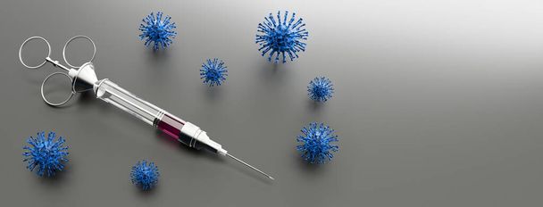Un'epidemia di virus Corona. Concetto di protezione dal virus epidemico. Rendering 3D - Foto, immagini