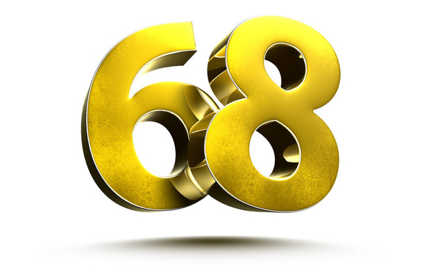 Числа золота 68 изолированы на белом фоне 3D-рендеринга. (with Clipping Path). - Фото, изображение
