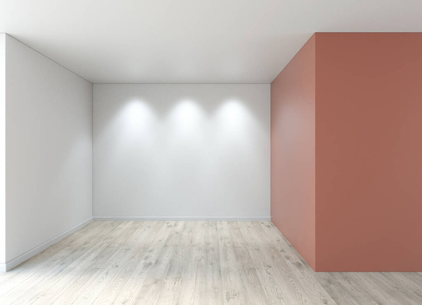 Prázdný interiér. 3D vykreslování. Bílý interiér s soklem - Fotografie, Obrázek