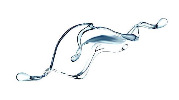 Splash of clear blue liquid, water. 3d illustration, 3d rendering. - Photo, Image