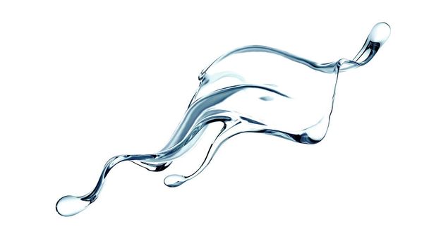 Splash of clear blue liquid, water. 3d illustration, 3d rendering. - Photo, Image