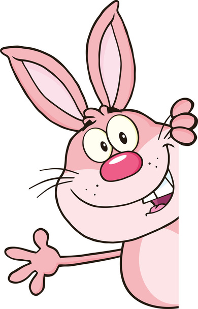 Рожевий кролик мультфільм персонаж дивлячись навколо порожній знак і батіг
 - Фото, зображення