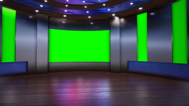 3D Virtual News Studio Tło, ilustracja 3D - Zdjęcie, obraz