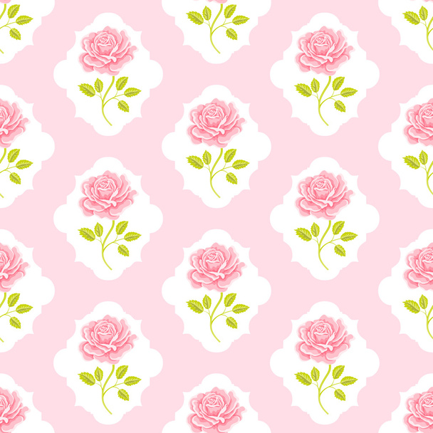 Seamless wallpaper pattern with roses - Wektor, obraz