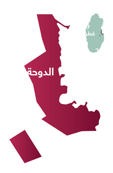 Спрощена карта району / області Ад Даух в Катарі з арабською "Ад Даух". Ізольований векторний файл. - Вектор, зображення