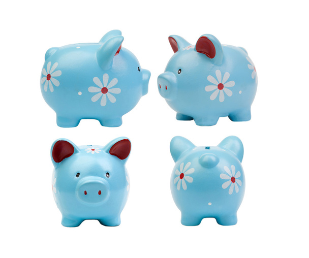 Four piggy banks  each in different position  - Photo, Image