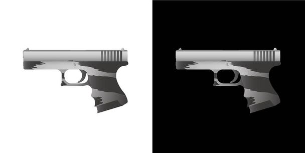 Vector set of pistols black and white. Пистолет, оружие - Вектор,изображение