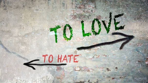 Calle Firmar la dirección Manera de amar versus odiar
 - Foto, imagen