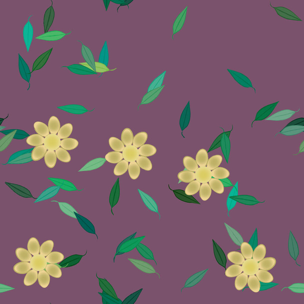 Vector illustration of  flowers and leaves, digital wallpaper on plain background - Vettoriali, immagini