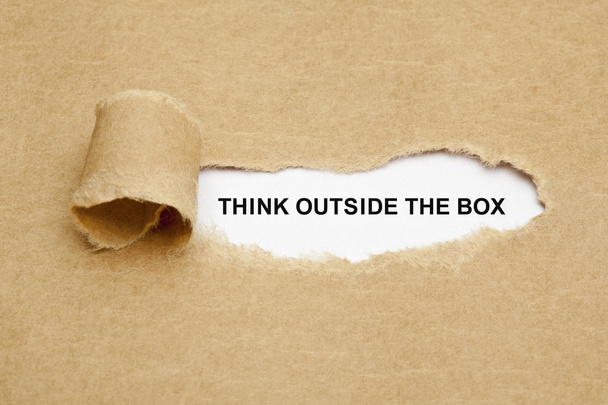 Think Outside The Box Torn Paper - Φωτογραφία, εικόνα