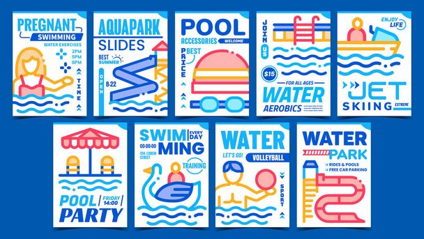 Vector creativo de los carteles promocionales del parque acuático - Vector, imagen