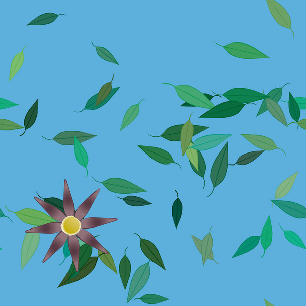 flor abstracta y follaje, flores florecen fondo de pantalla, vector de ilustración - Vector, Imagen
