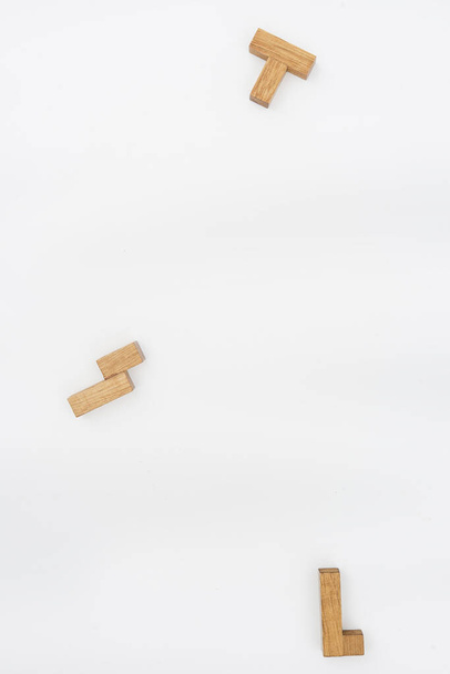 Wooden puzzle pieces as background - Fotografie, Obrázek
