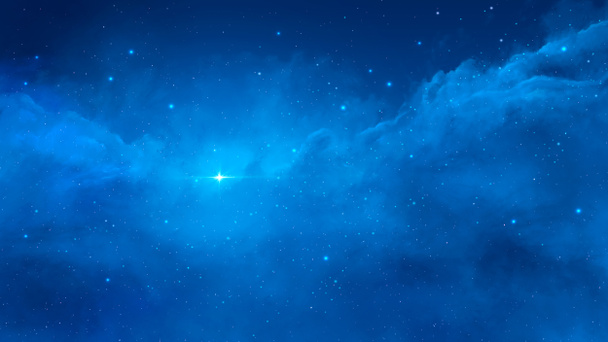 Escena espacial. Nebulosa azul claro con estrellas. Elementos proporcionados por la NASA. Renderina 3D - Foto, imagen