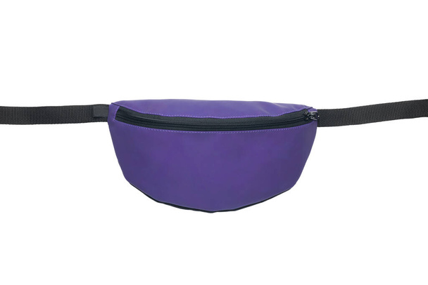 Purple waist bag isolated on white background. Close-up - Photo, Image