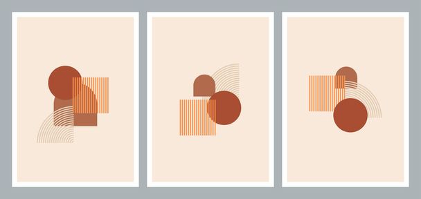 Set of creative minimalist hand painted illustrations for wall decoration, postcard or brochure cover design. Vector EPS10. - Vector, Image