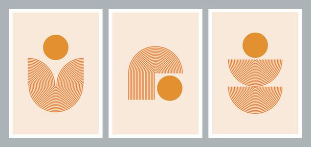 Set di illustrazioni creative minimaliste dipinte a mano per la decorazione della parete, cartolina o brochure copertina di design. Vettore EPS10. - Vettoriali, immagini