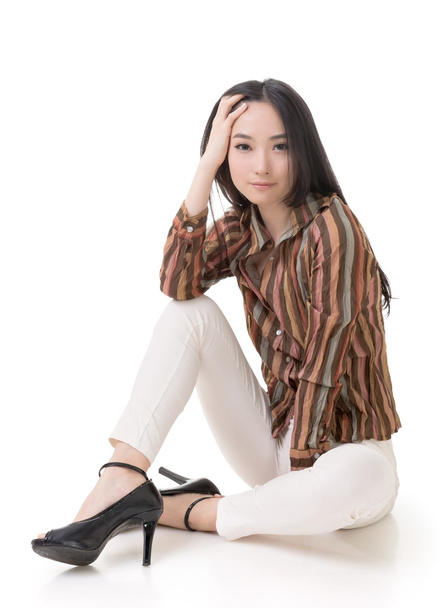 sexy Asian beauty sitting on ground - Photo, Image