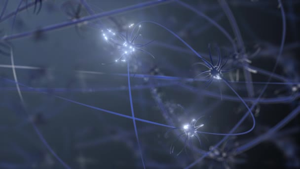 4k video de super macro vista de cerca de neuronas dentro del cerebro humano. - Metraje, vídeo