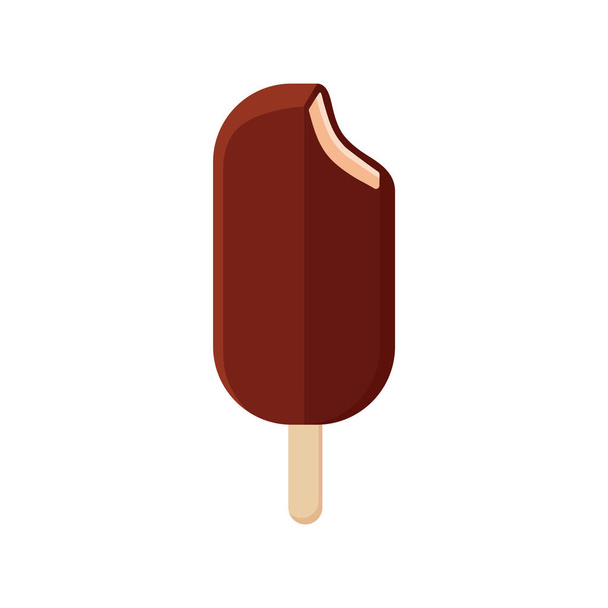 Helado de dibujos animados y cono de gofre con chocolate helado bola fresa menta y vainilla helado waffle y helado cubierta vector ilustración - Vector, imagen