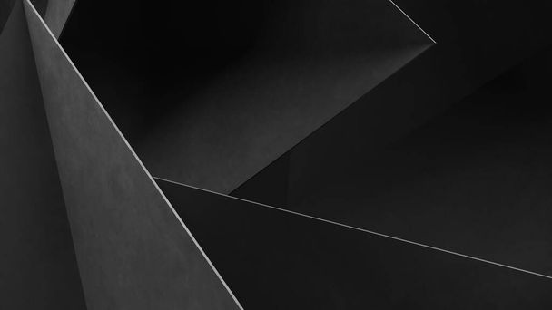 Abstract gray geometric shapes of triangles. Concrete background. 3d Rendering. - Fotoğraf, Görsel