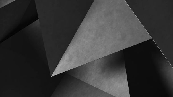 formas geométricas grises abstractas de triángulos. Fondo de hormigón. Renderizado 3d. - Foto, Imagen