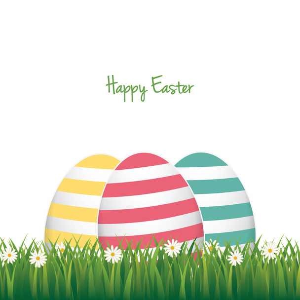easter colorful eggs daisy meadow isolated background - Vector, afbeelding
