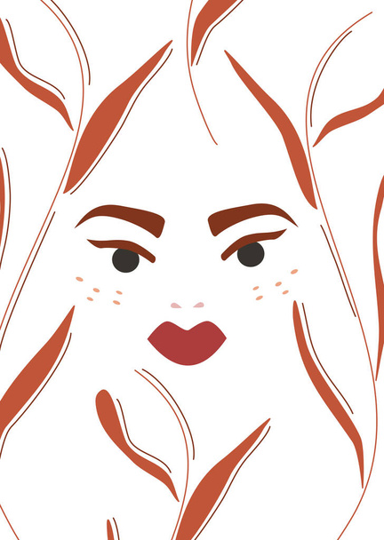 Gyönyörű elvont modern nő arc portré trendi háttér poszter kártya vektor illusztráció - Vektor, kép