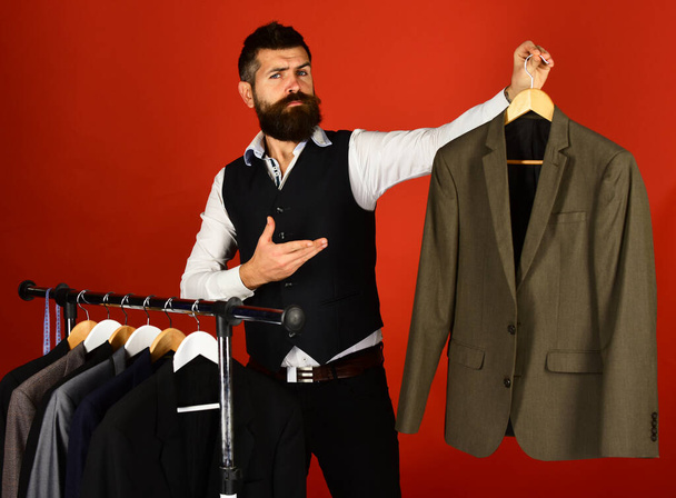 Consumerism and elegance concept. Man with beard - Фото, изображение